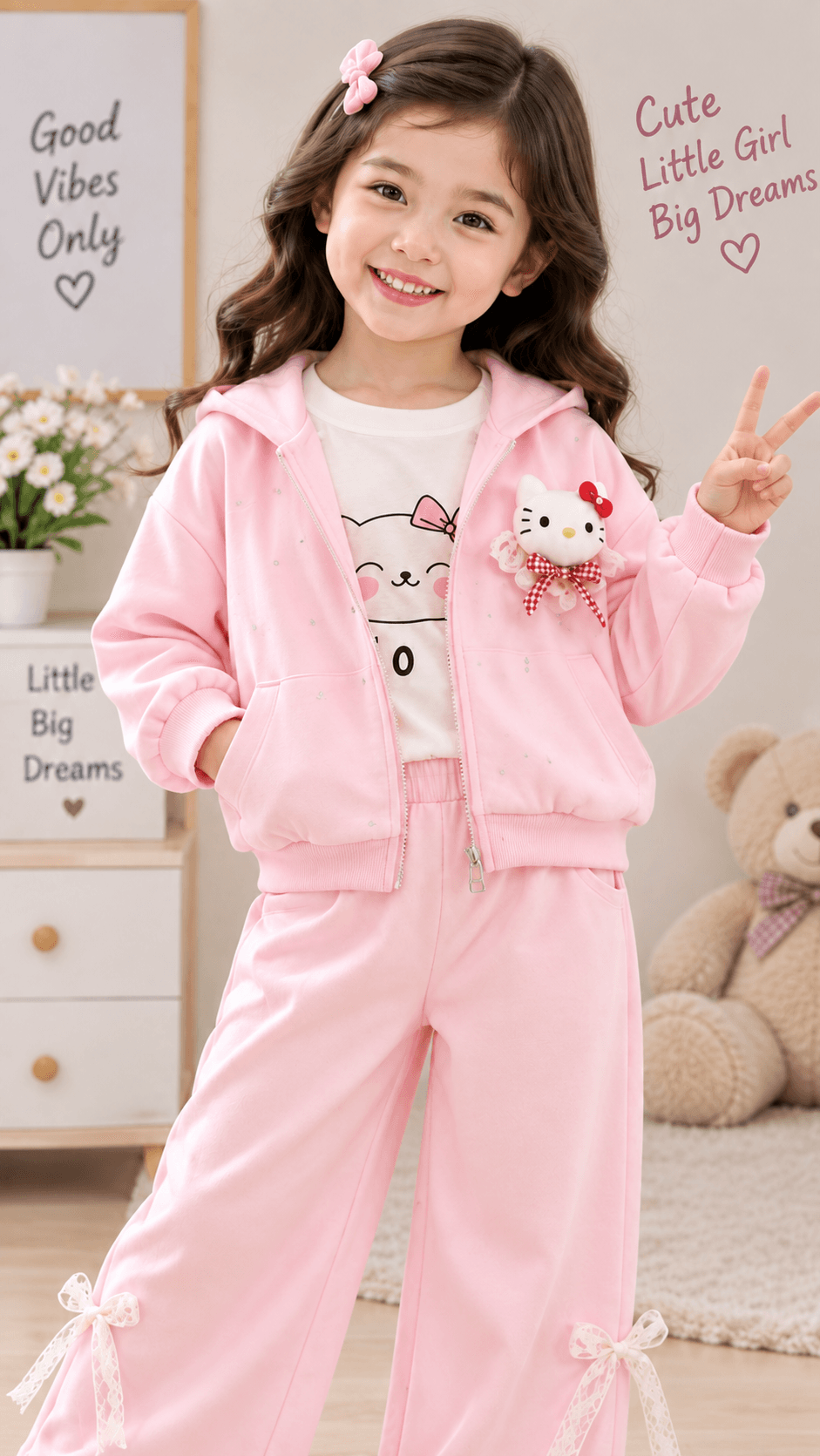 Girls pink 3-piece jacket set kidswear shopping guide